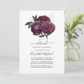 Marsala, Black and Silver Floral Virtual Wedding Invitation (Standing Front)