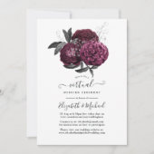 Marsala, Black and Silver Floral Virtual Wedding Invitation (Front)