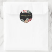 Marsala Black Floral Wedding Invitation Classic Round Sticker (Bag)
