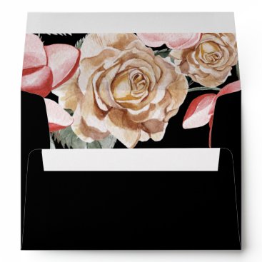 Marsala Black Floral Wedding Invitation Envelope