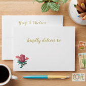 Marsala blush and gold floral wedding Invitation Envelope (Desk)