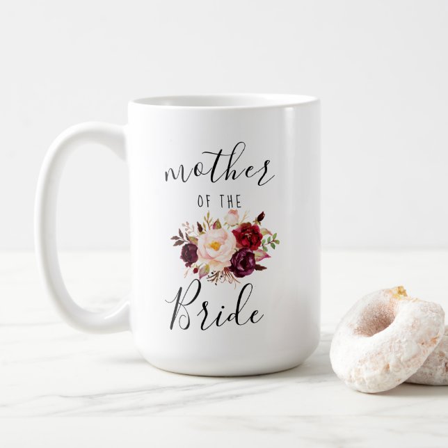 Marsala Blush Boho Mother of the Bride Gift 15 oz Coffee Mug (With Donut)