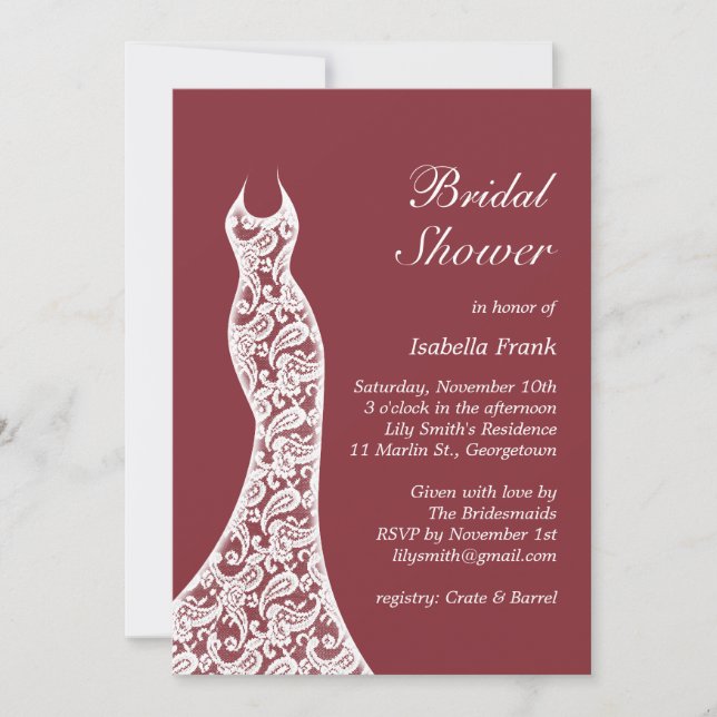Marsala Bridal Shower Invitation (Front)