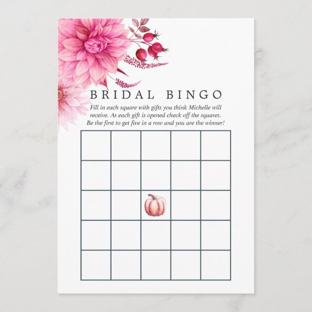 Marsala - Burgundy and Blush Autumn Bridal Bingo Advice Card (Front)