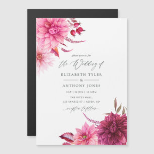 Marsala - Burgundy and Pink Autumn Fall Wedding Magnetic Invitation