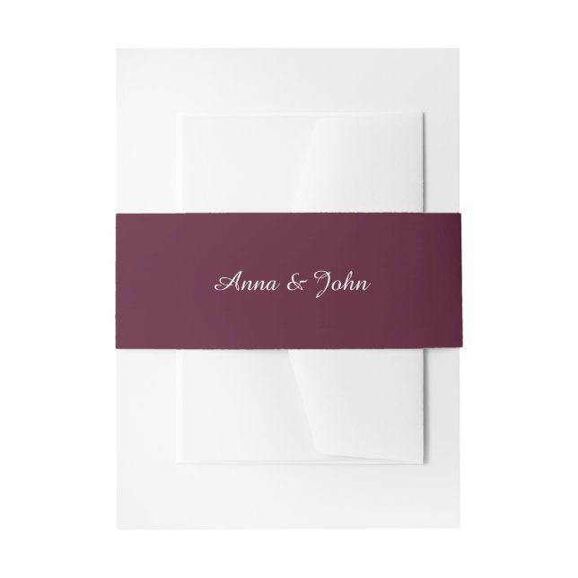 Marsala Burgundy Belly Bands Invitation Belly Band (Front Example)