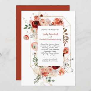 Marsala Burgundy Blush Fall Floral Wedding Invitation