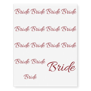 Marsala Burgundy Bride Gear Temporary Tattoos