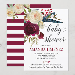 Marsala Burgundy Fall Baby Shower Gender Neutral Invitation