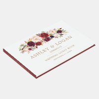 Marsala Burgundy Floral Autumn Wedding Guest Book