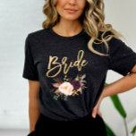 Marsala burgundy Floral bride T-Shirt<br><div class="desc">Check out over 100 popular styles of wedding apparel from the "Wedding Apparel" Collection of my shop!</div>