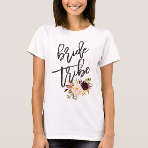 Marsala burgundy Floral bride tribe T-Shirt