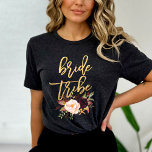 Marsala burgundy Floral bride tribe T-Shirt<br><div class="desc">Check out over 100 popular styles of wedding apparel from the "Wedding Apparel" Collection of my shop!</div>