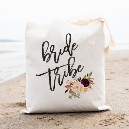 Marsala burgundy Floral bride tribe Tote Bag