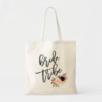 Marsala burgundy Floral bride tribe Tote Bag