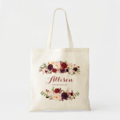 Marsala burgundy floral Bridesmaid Personalized Tote Bag | Zazzle