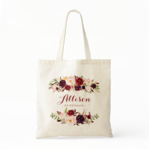 Marsala burgundy floral Bridesmaid Personalized Tote Bag Marsala burgundy floral Bridesmaid Personalized Tote Bag