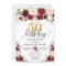 Marsala burgundy floral gold glitter 50th birthday