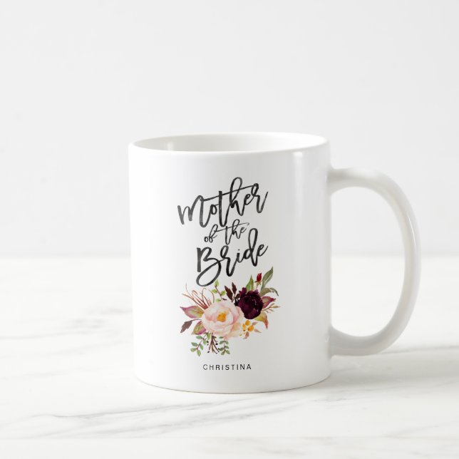 Marsala burgundy Floral mother of the bride Coffee Mug (Right)