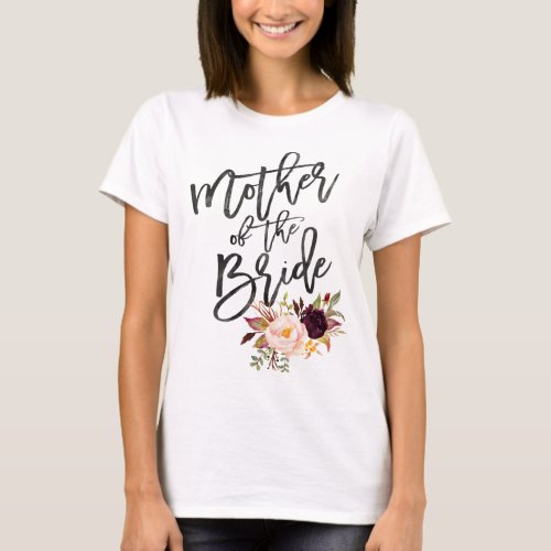 Marsala burgundy Floral mother of the bride T_Shirt