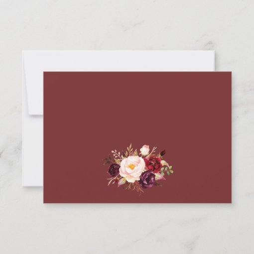 Marsala burgundy floral RSVP V3 Invitation | Zazzle
