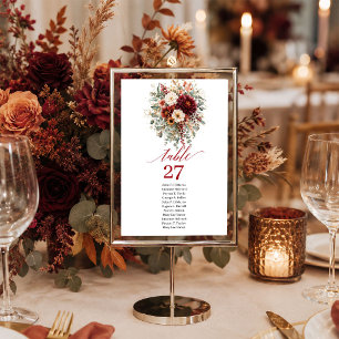 Marsala Burgundy Gold Eucalyptus Fall table number