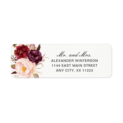 Marsala Burgundy MR  MRS return address 4163 Label