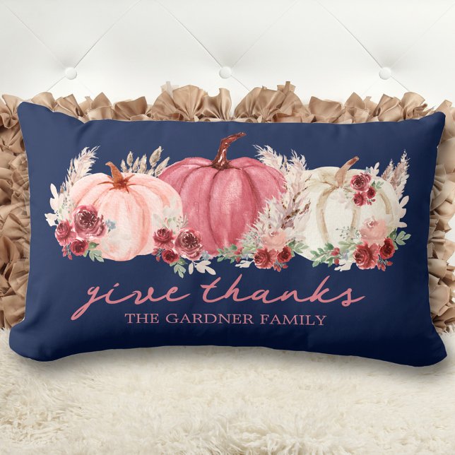 Marsala Burgundy Navy Fall Boho Pumpkins Name Lumbar Pillow (Marsala Burgundy Navy Fall Boho Pumpkins Name Lumbar Pillow)