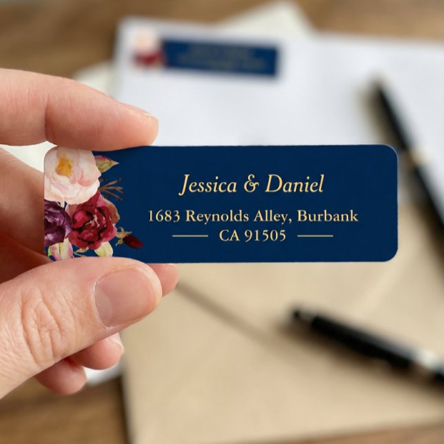 Marsala Burgundy Pink Floral Navy Blue Label (Creator Uploaded)