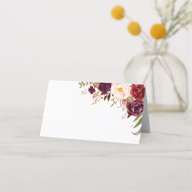 Marsala Burgundy Place Cards | Zazzle