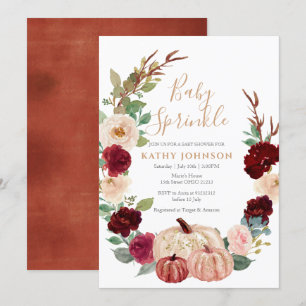 Marsala Burgundy Pumpkin Baby Sprinkle Invitation