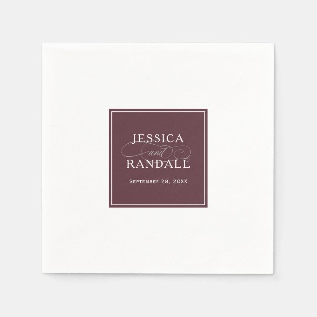 Marsala Burgundy Red Classic Elegance Wedding Napkins (Front)