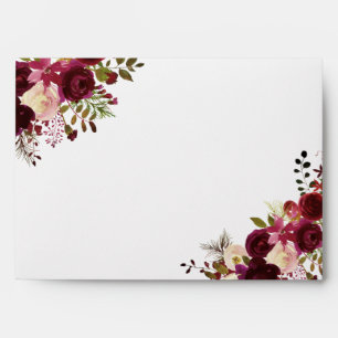 Marsala Burgundy Red Floral Wedding Invite Envelope