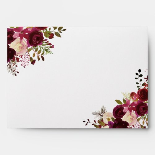 Marsala Burgundy Red Floral Wedding Invite Envelope