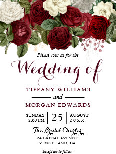 red rose wedding invitations zazzle