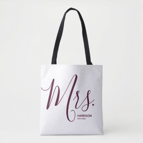 Marsala Burgundy Script White Personalized Mrs.