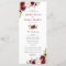 Marsala Burgundy Watercolor Floral Wedding Program