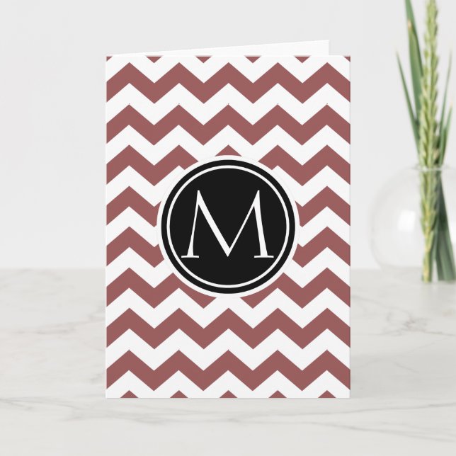 Marsala Chevron Monogrammed Note Card (Front)
