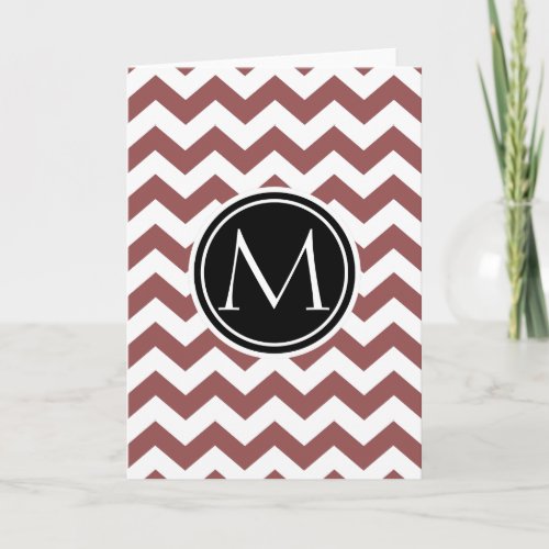 Marsala Chevron Monogrammed Note Card