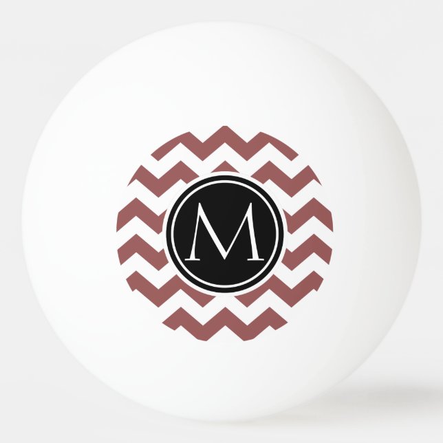 Marsala Chevron Monogrammed Ping Pong Ball (Front)