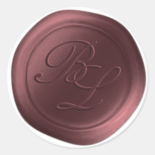 Marsala Double Monogram Faux Wax Seal Stickers