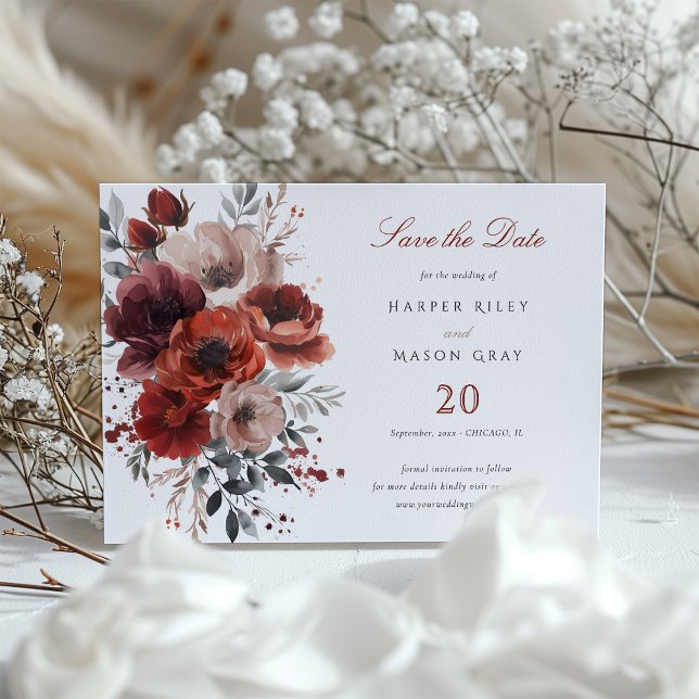 Marsala Elegance Save the Date Card (Creator Uploaded)