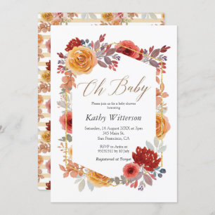 Marsala Floral Baby Shower Invitation