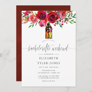 Marsala Floral Bachelorette Weekend Itinerary Invitation