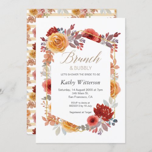 Marsala Floral Brunch and Bubbly Invitation