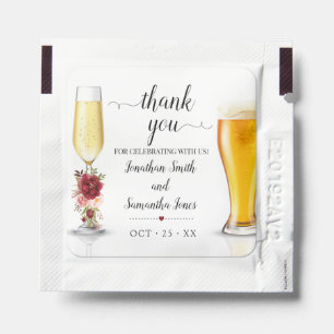 Marsala floral bubbles & brews party favor hand sanitizer packet