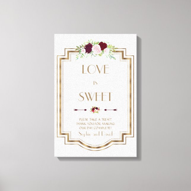 Marsala Floral Gold Fall Love is Sweet Sign (Front)