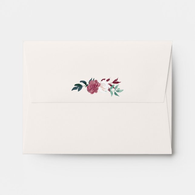Marsala Floral Navy & Beige Printed Address RSVP Envelope (Back (Top Flap))