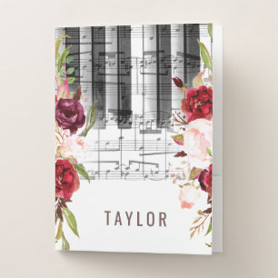 marsala floral piano music pocket folder