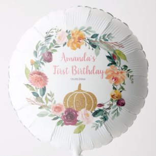 Marsala Floral Pumpkin Birthday Balloon